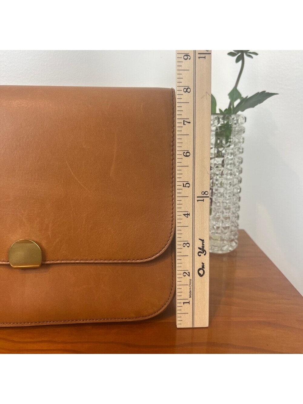 Madewell Vintage Brown Leather Crossbody Bag Brass Clasp Shoulder Purse - Picture 11 of 12